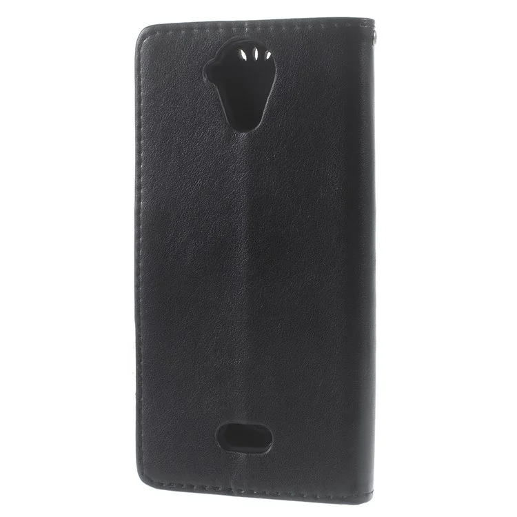Imprint Butterfly Flower Wallet Leather Case for Wiko U Feel Lite - Black