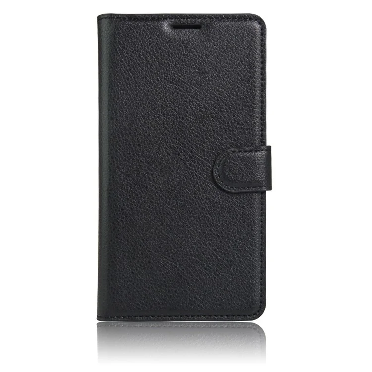 Litchi Skin Leather Wallet Case for Wiko U Feel Prime - Black
