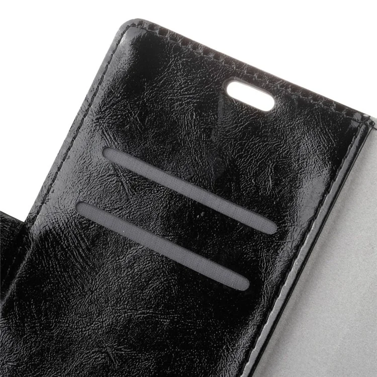 Crazy Horse Leather Wallet Case for Wiko U Feel Prime - Black