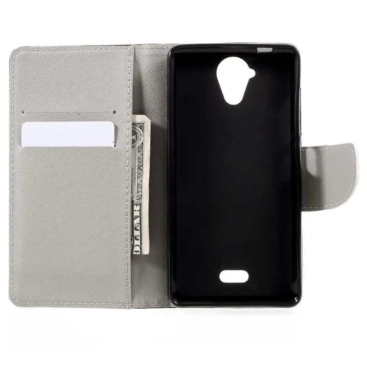 Pattern Printing Leather Wallet Mobile Casing for Wiko U Feel Lite - Do Not Touch My Phone