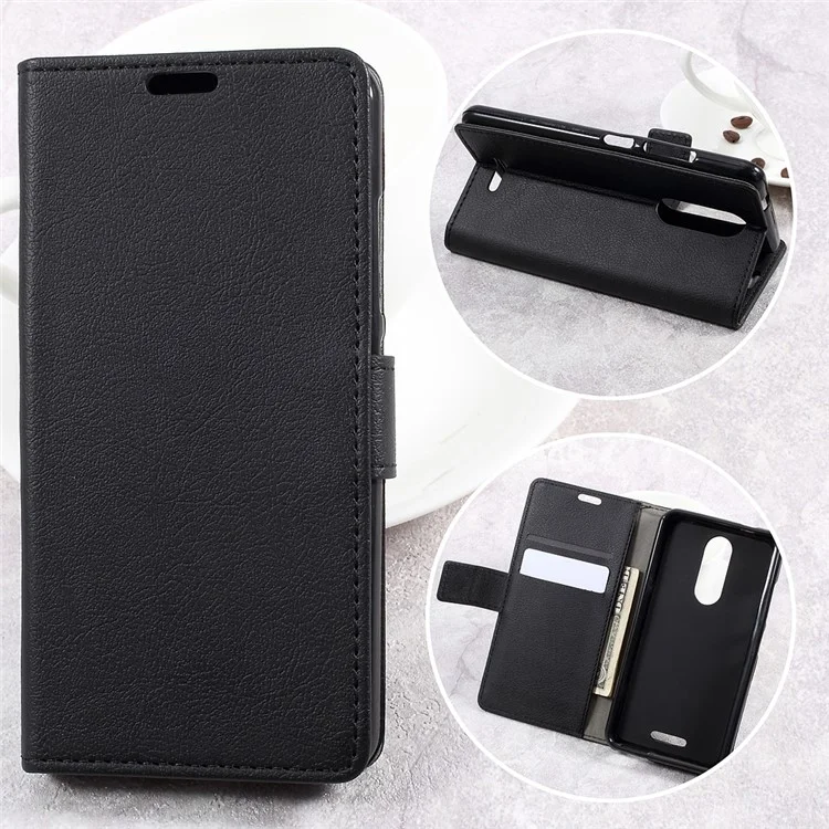 Wallet Leather Cell Phone Cover Case for Wiko Upulse Lite - Black