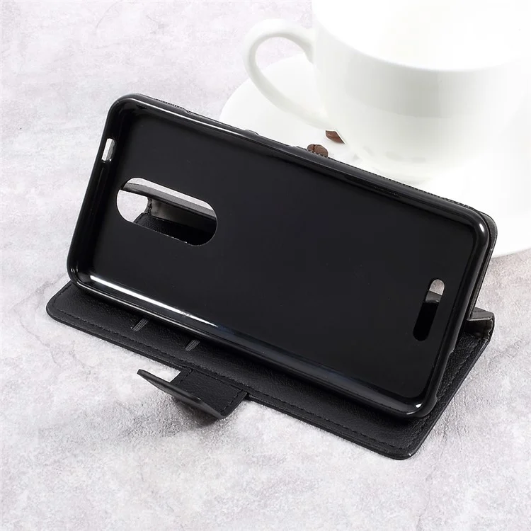 Wallet Leather Cell Phone Cover Case for Wiko Upulse Lite - Black