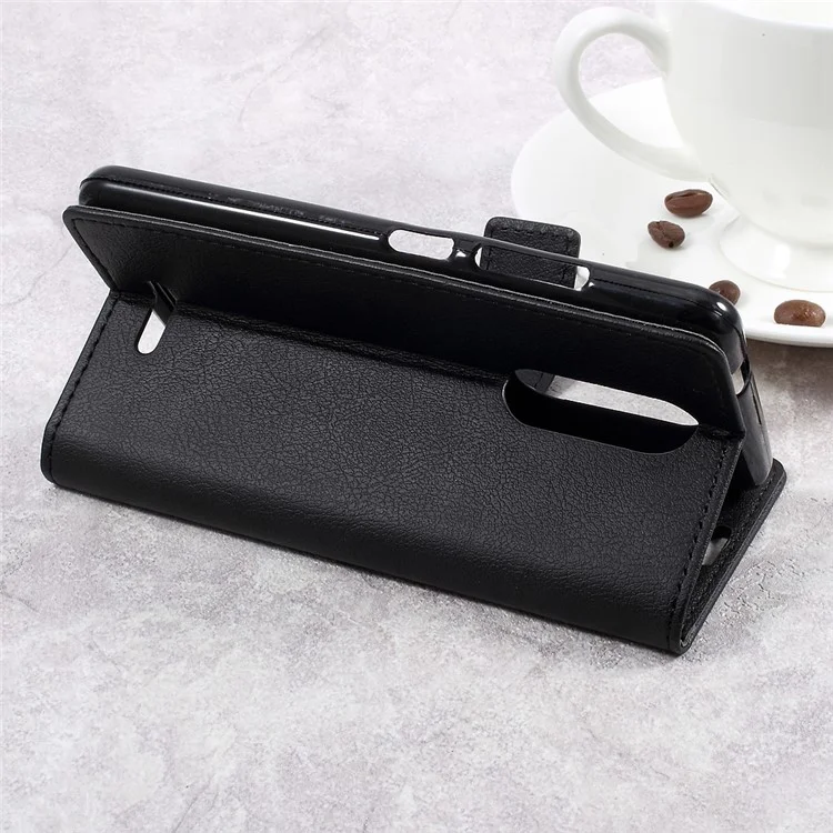 Wallet Leather Cell Phone Cover Case for Wiko Upulse Lite - Black