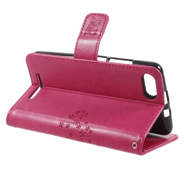 Imprint Tree Owl Magnetic Wallet Leather Stand Cover for Wiko Lenny 3 - Rose