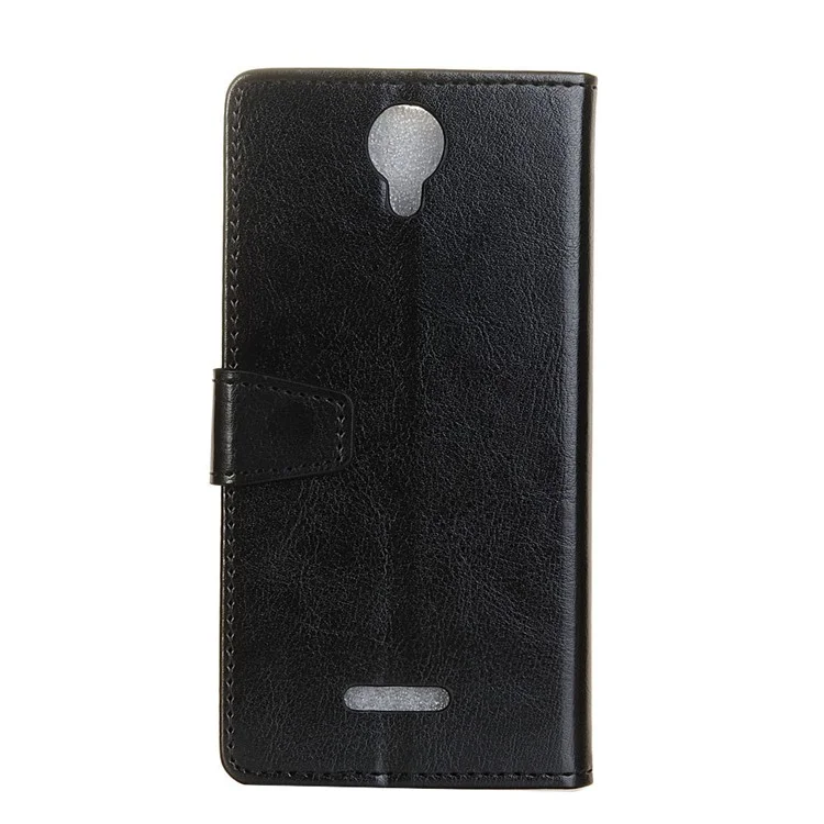Crazy Horse PU Leather Wallet Stand Case for Wiko Harry - Black