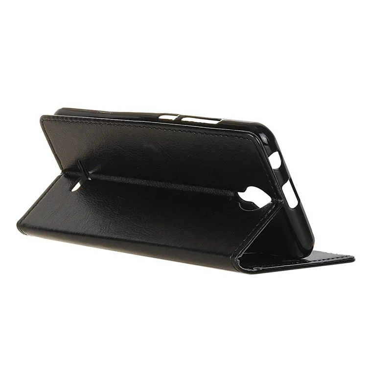 Crazy Horse PU Leather Wallet Stand Case for Wiko Harry - Black
