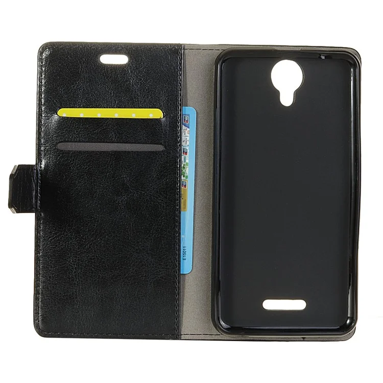 Crazy Horse PU Leather Wallet Stand Case for Wiko Harry - Black