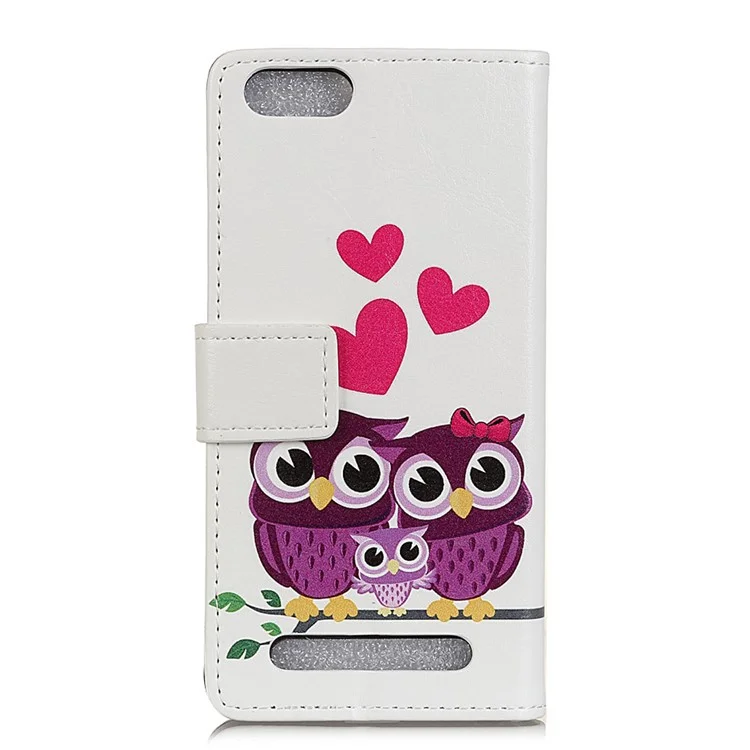 Pattern Printing Leather Wallet Case Cover for Doogee X20/X20L - Owl Family