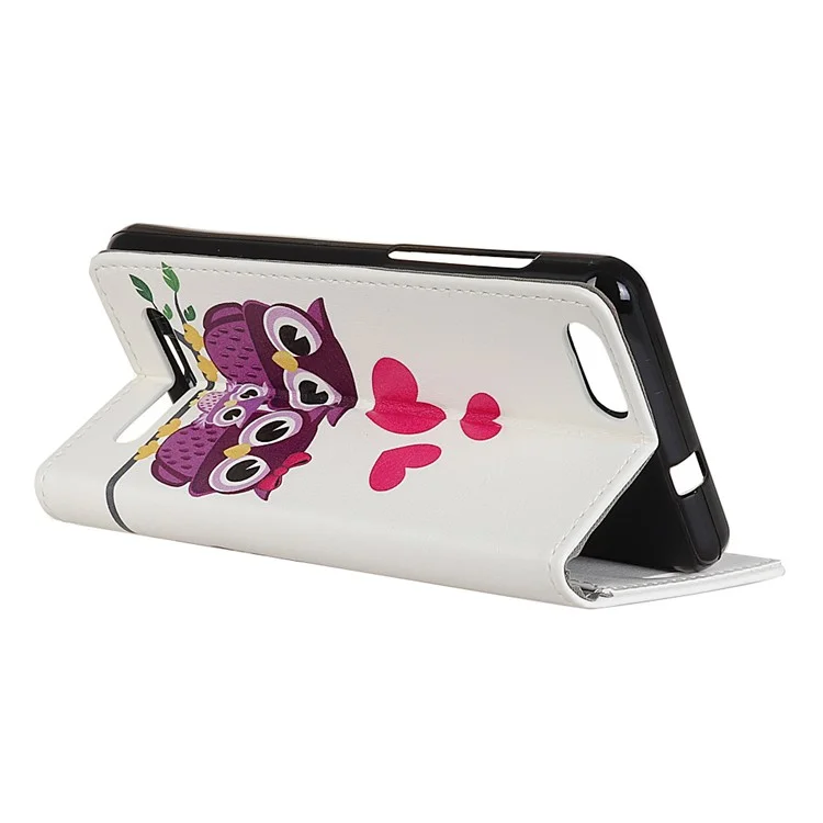 Pattern Printing Leather Wallet Case Cover for Doogee X20/X20L - Owl Family