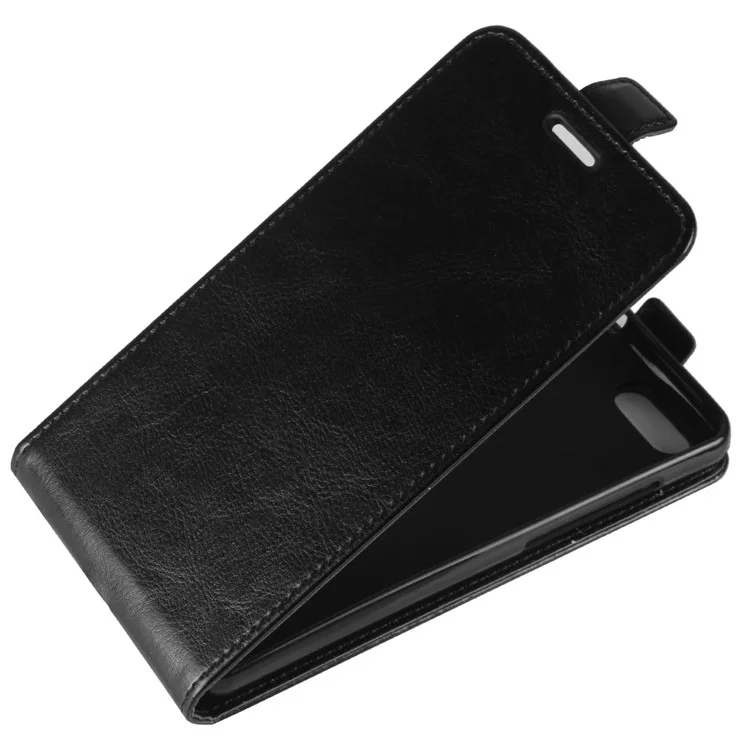 For Doogee X30 Crazy Horse Vertical Flip Leather Card Holder Magnetic Phone Case - Black
