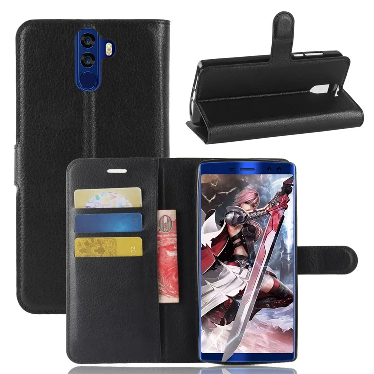 Litchi Texture Wallet Leather Mobile Phone Case for Doogee BL2000/BL2000 Pro - Black
