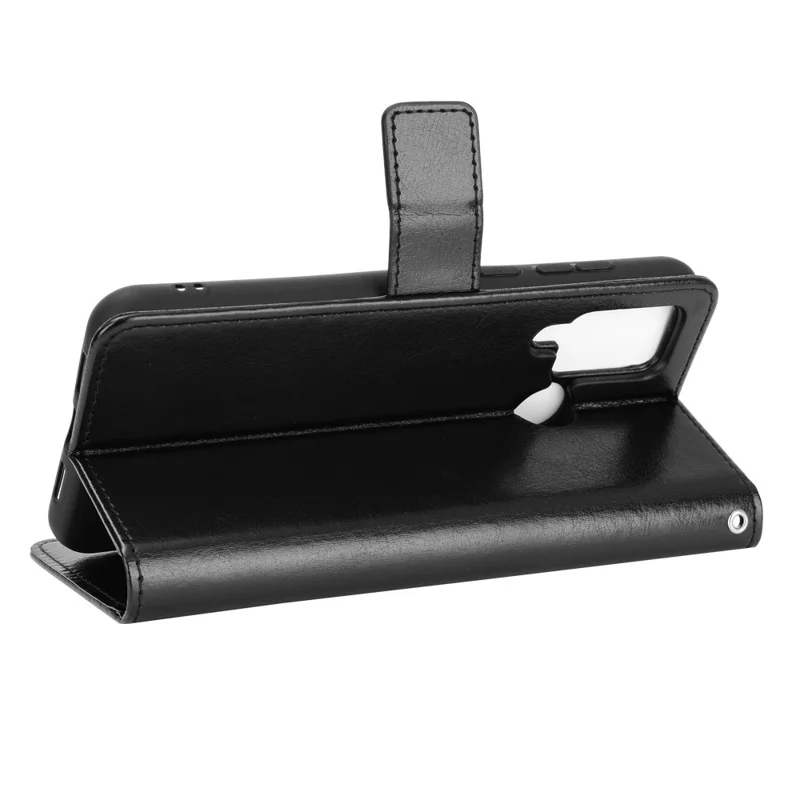 Futeral z kieszeniowym paskiem w teksturze Crazy Horse z kórzka syntetycznego do Doogee N20 Pro - Czarny