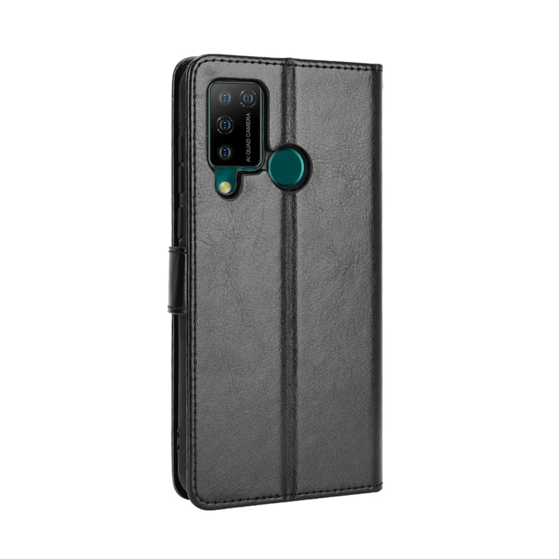 Futeral z kieszeniowym paskiem w teksturze Crazy Horse z kórzka syntetycznego do Doogee N20 Pro - Czarny