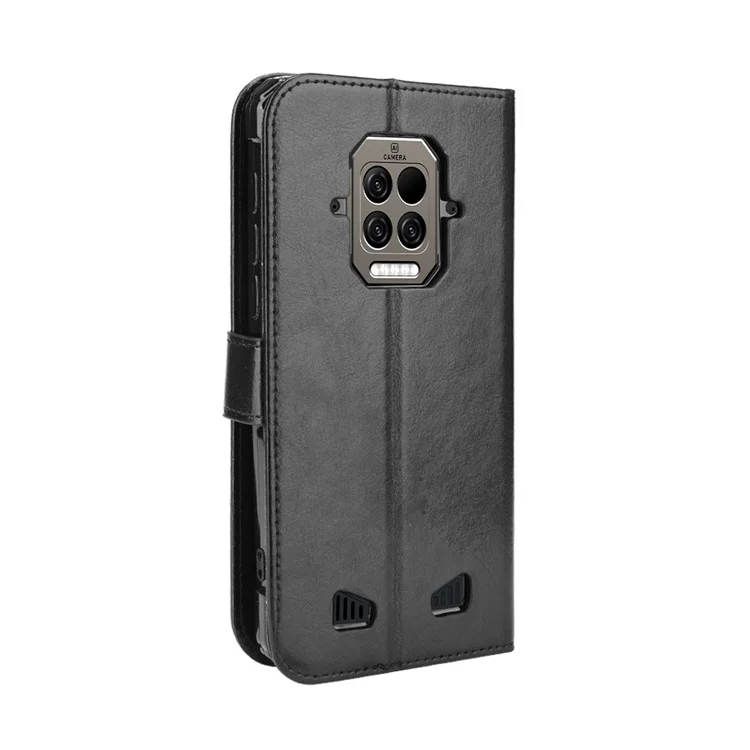 Custodia Per Telefono Di Qualità Elegante Crazy Horse PU In Pelle PU E TPU Portafoglio Design Protettivo Cellulare Cellulare Copertura Copertura Per Doogee S86 / S86 Pro. - Nero