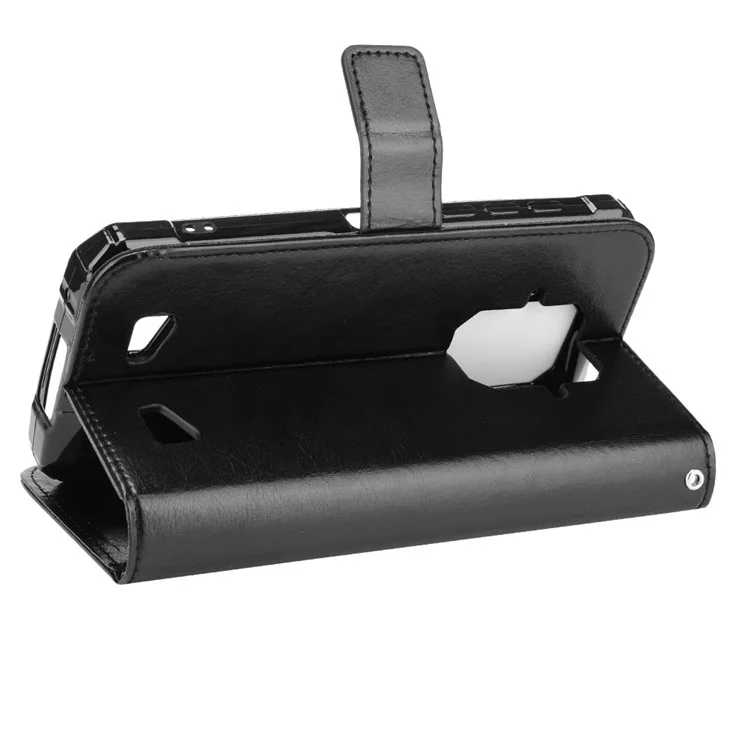 Hochwertige Handyhülle, stilvolle Crazy Horse PU-Leder und TPU-Wallet-Design, schützende Handy-Flip-Cover-Schale für Doogee S86 / S86 Pro - Schwarz
