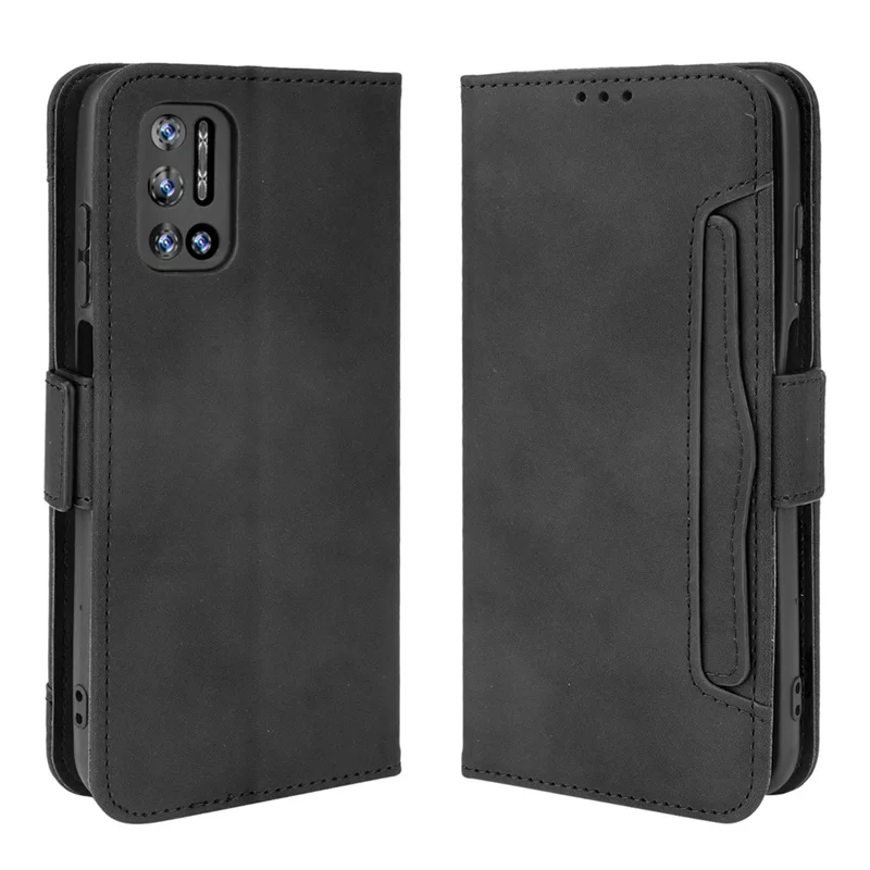 For Doogee N40 Pro Scratch Resistant Card Slot Design Flip Phone Protective Cover Leather Phone Wallet Stand Case - Black