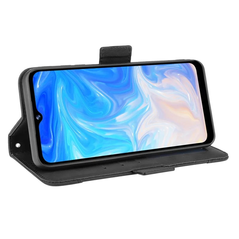 For Doogee N40 Pro Scratch Resistant Card Slot Design Flip Phone Protective Cover Leather Phone Wallet Stand Case - Black
