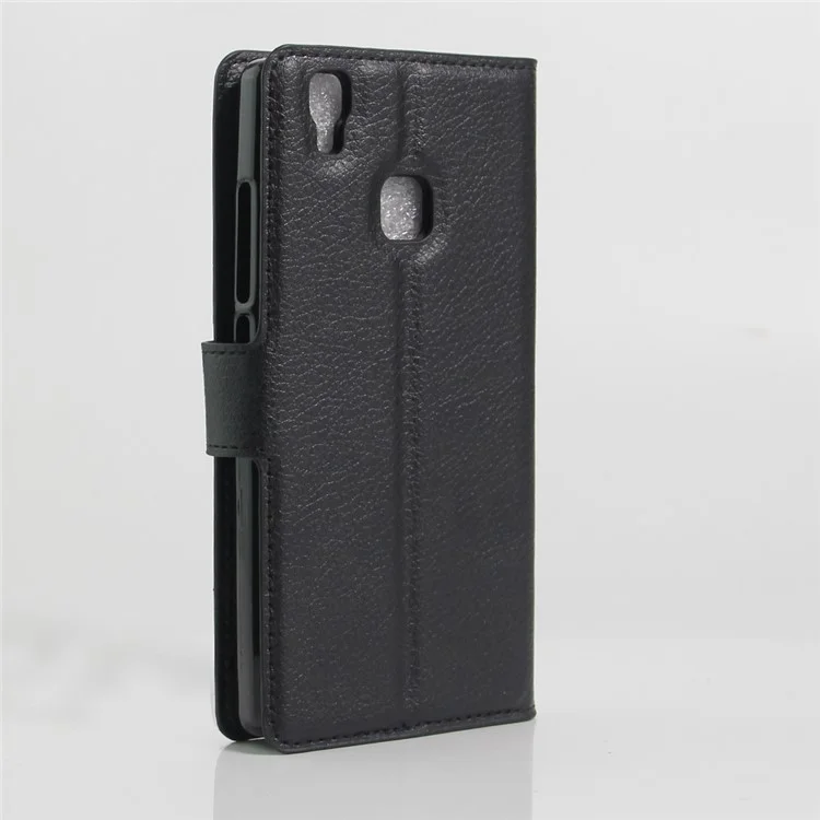 Lychee Skin Wallet Leather Stand Case for Doogee X5 Max - Black