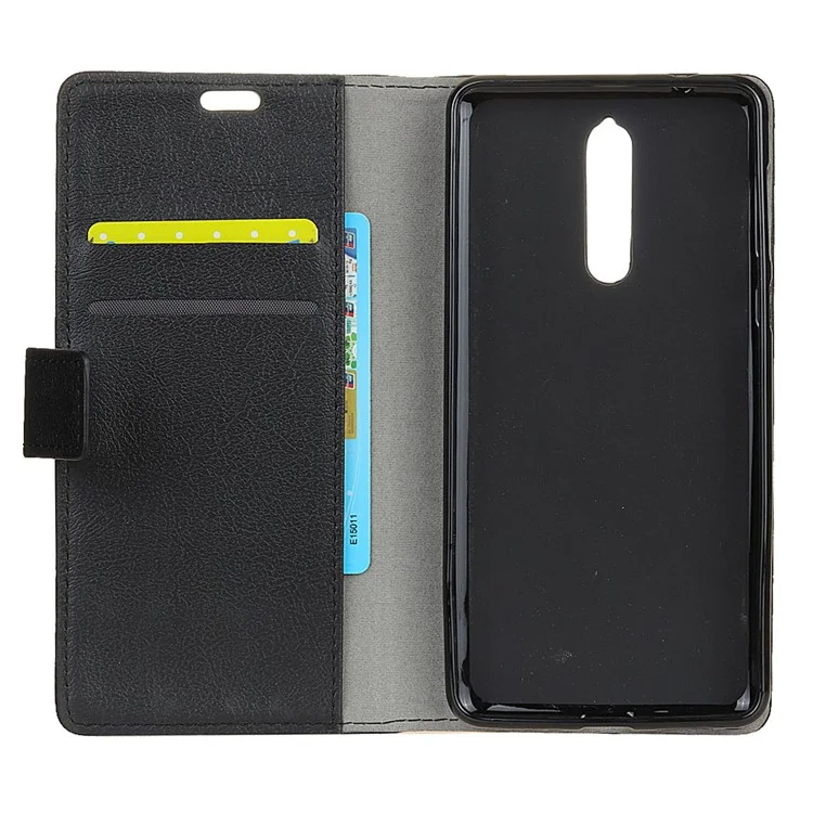 Wallet Leather Stand Case for Nokia 8 - Black