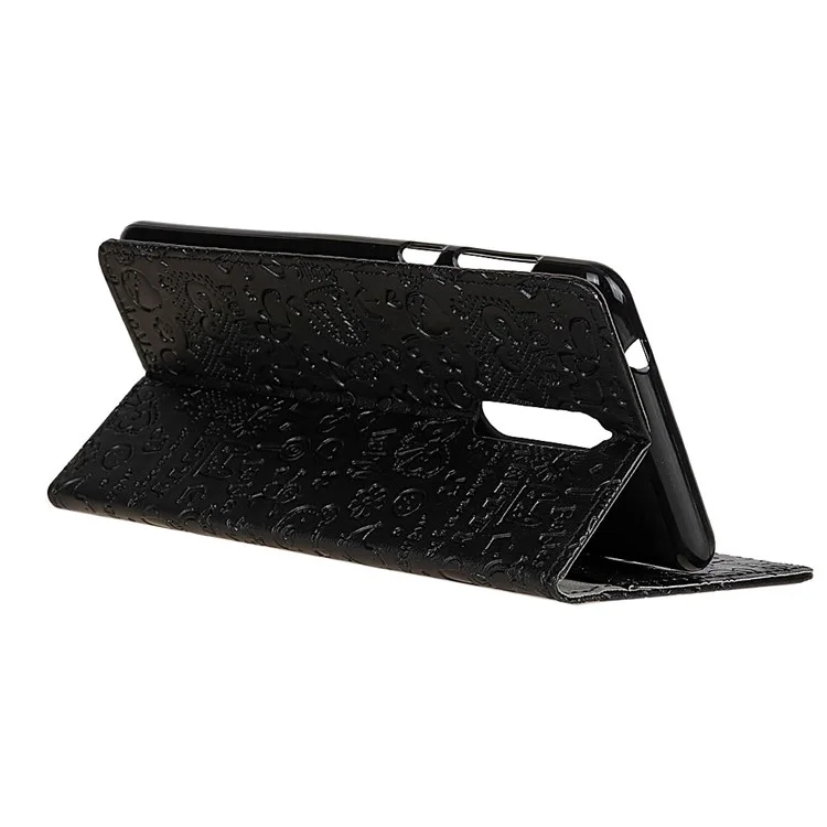Cartoon Graffiti Folio Leather Wallet Mobile Shell with Stand for Nokia 8 - Black