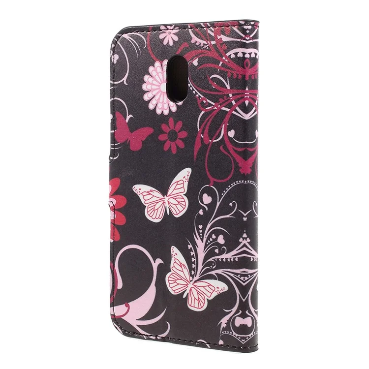 Patterned PU Leather Wallet Stand Protective Phone Shell for Nokia 3 - Pink Butterfly and Flower