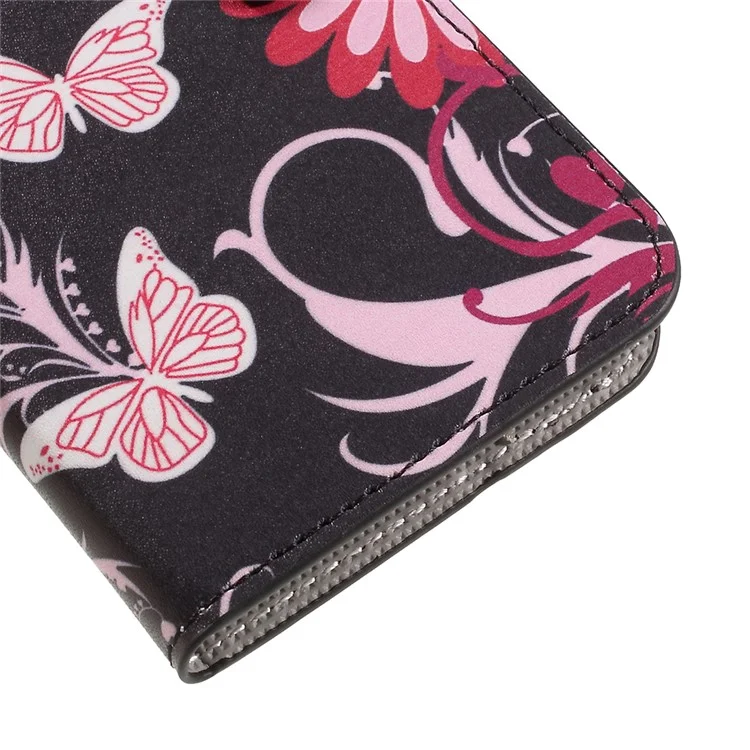Patterned PU Leather Wallet Stand Protective Phone Shell for Nokia 3 - Pink Butterfly and Flower