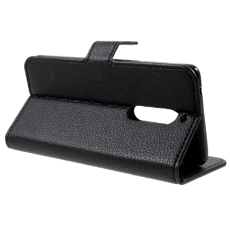 Litchi Skin Wallet Leather Magnetic Case for Nokia 5 - Black