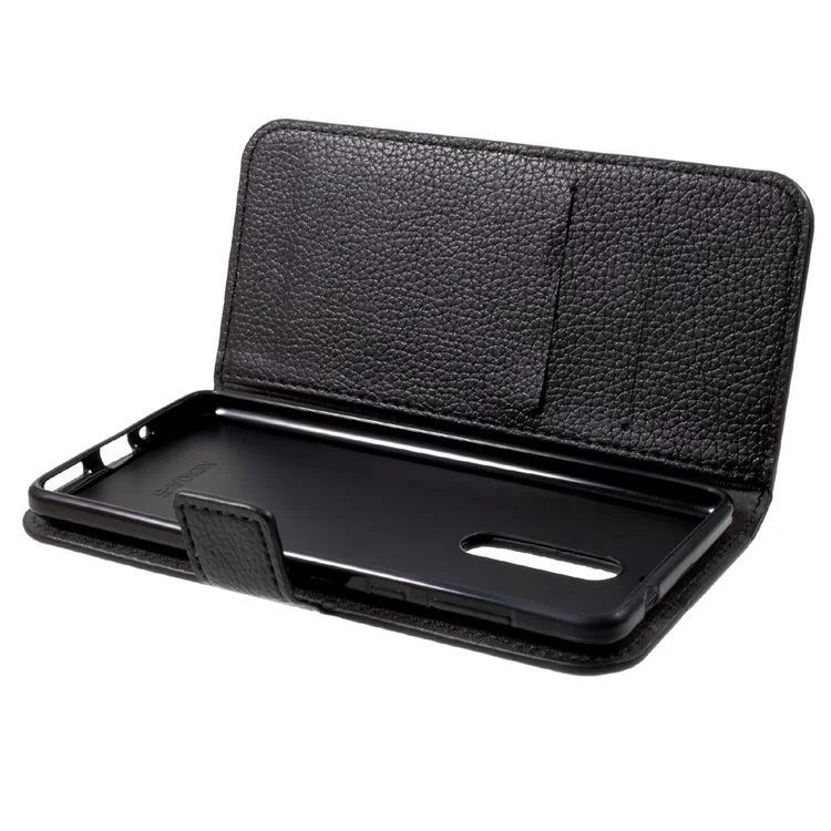 Litchi Skin Wallet Leather Magnetic Case for Nokia 5 - Black