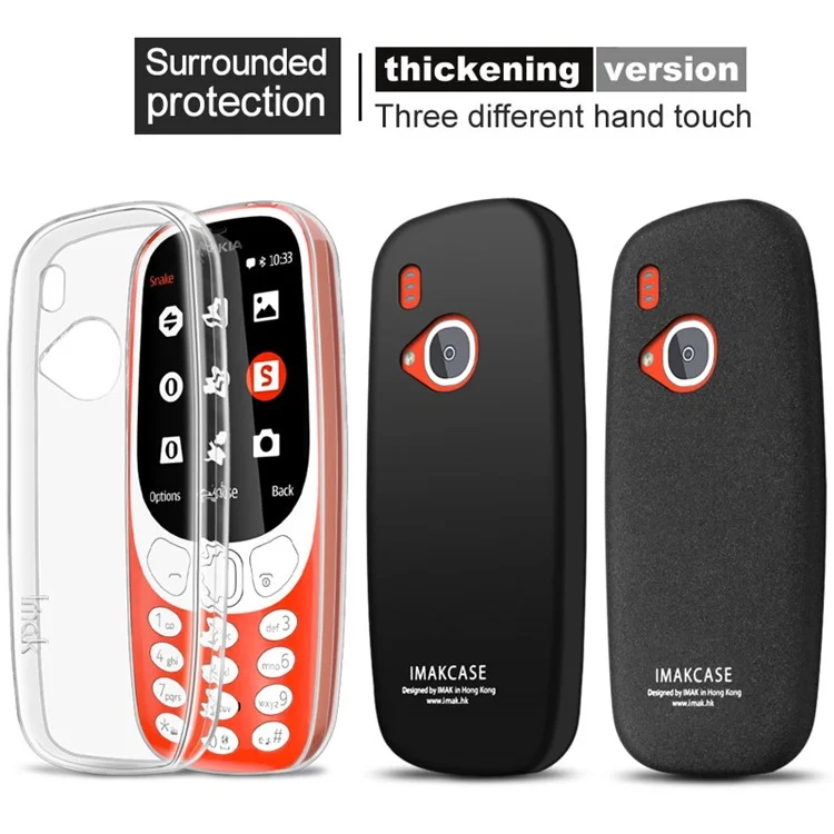 IMAK for Nokia 3310 (2017) Skin Feel Soft TPU Case + Explosion-proof Screen Film - Metal Black