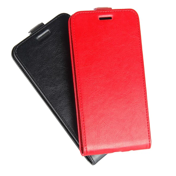 For Nokia 8 Crazy Horse Skin Leather Vertical Flip Phone Casing - Black