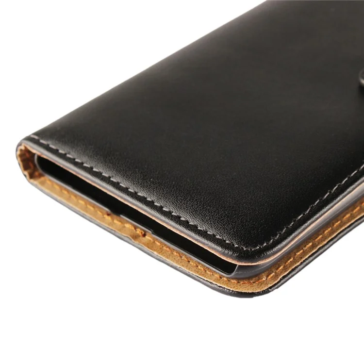 Genuine Leather Wallet Stand Cover for Nokia 8 - Black