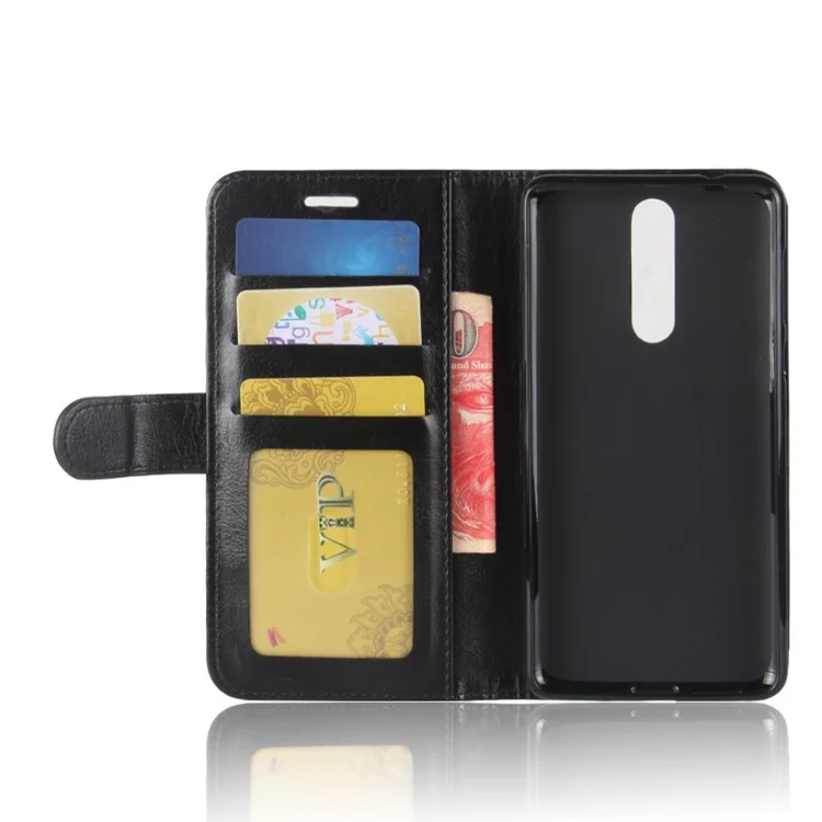 Crazy Horse PU Couro Pellet Telefone Caseiro Para Nokia 8 - Preto