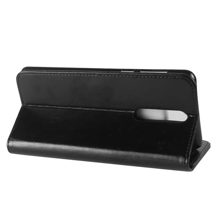 Crazy Horse pu Leather Wallet Teléfono Móvil Con Nokia 8 - Negro