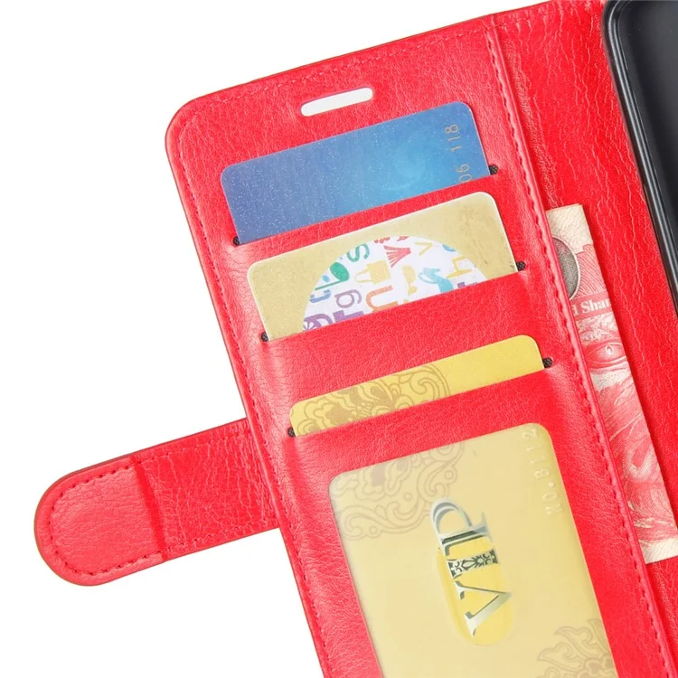 Crazy Horse PU Leather Wallet Stand Phone Cover for Nokia 8 - Red