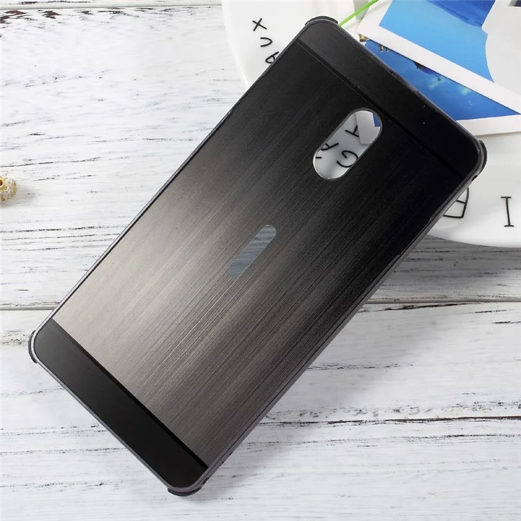 For Nokia 6 Aluminum Alloy Drop-proof Bumper + Brushed Plated PC Back Case - Black