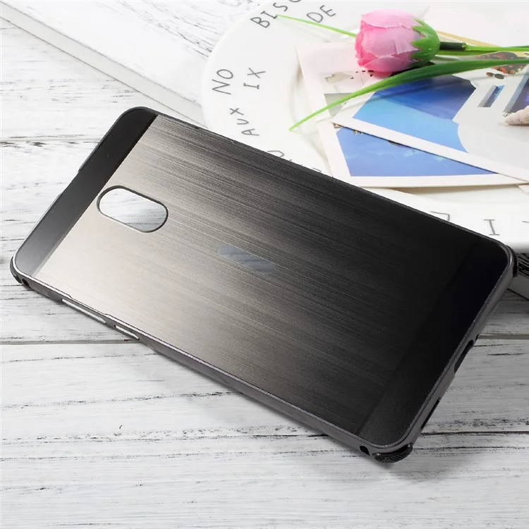 For Nokia 6 Aluminum Alloy Drop-proof Bumper + Brushed Plated PC Back Case - Black