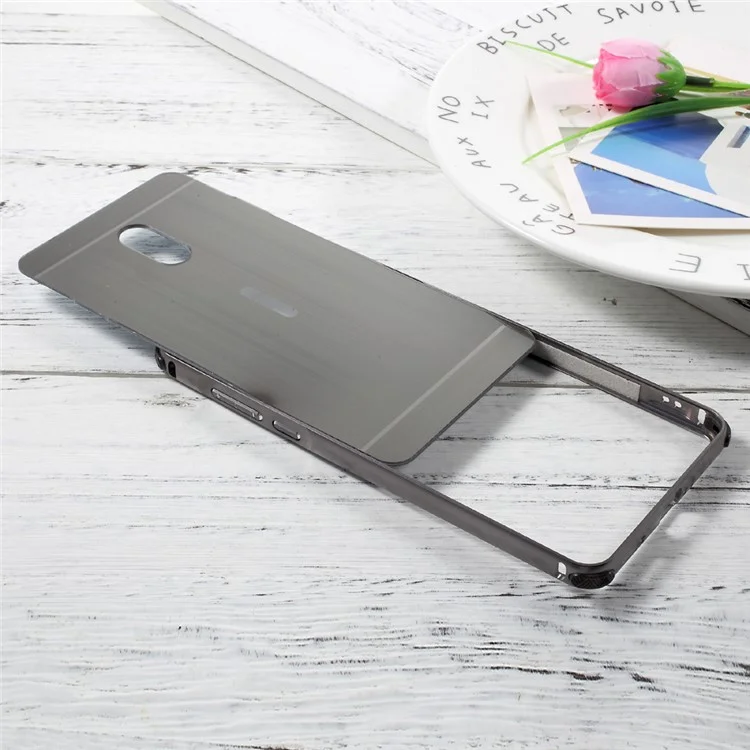 For Nokia 6 Aluminum Alloy Drop-proof Bumper + Brushed Plated PC Back Case - Black