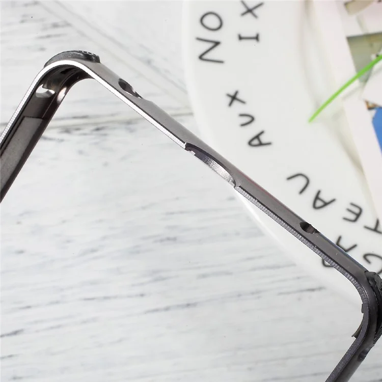 For Nokia 6 Aluminum Alloy Drop-proof Bumper + Brushed Plated PC Back Case - Black