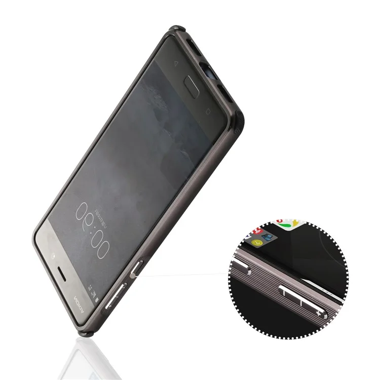 Slide-on Brushed Plating Hybird Phone Case for Nokia 8 (Metal + TPU) - Black
