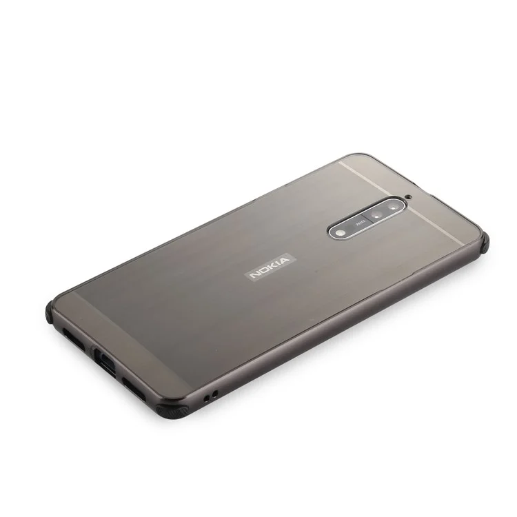 Slide-on Brushed Plating Hybird Phone Case for Nokia 8 (Metal + TPU) - Black
