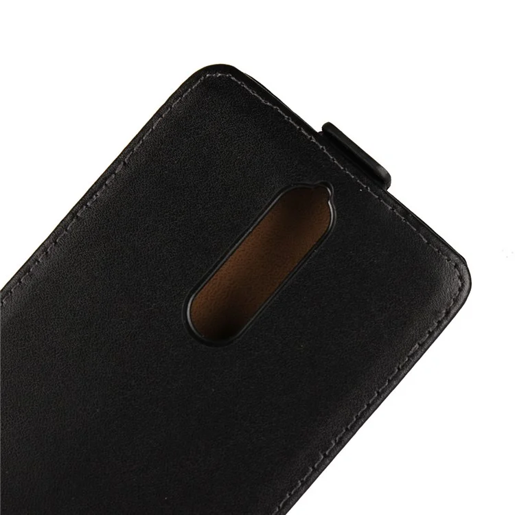 Vertical Flip Genuine Split Leather Case for Nokia 8 - Black