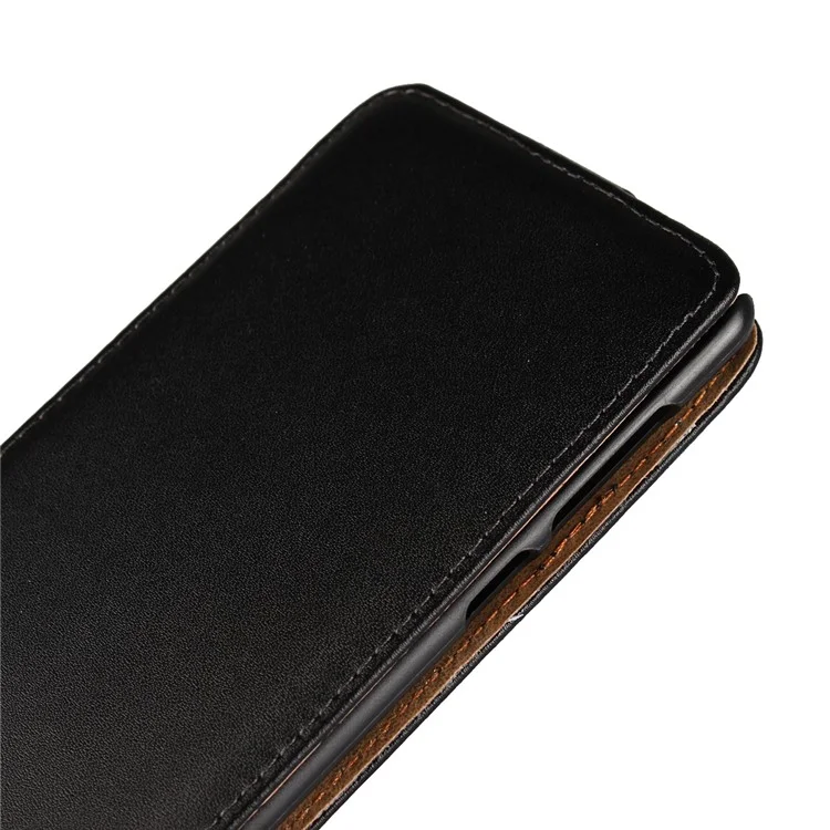 Vertical Flip Genuine Split Leather Case for Nokia 8 - Black
