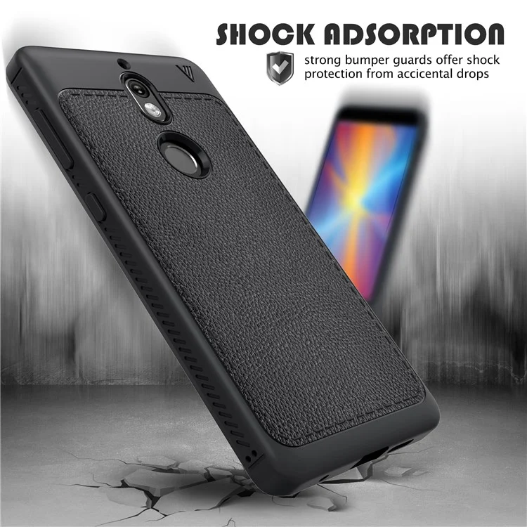 IVSO Gentry Series Leather Coated TPU Phone Case for Nokia 7 - Black
