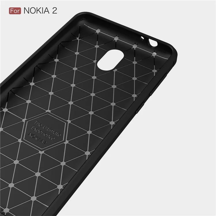 For Nokia 2 Carbon Fiber Texture Brushed TPU Back Case - Black