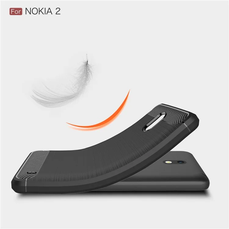 For Nokia 2 Carbon Fiber Texture Brushed TPU Back Case - Black