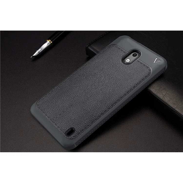 IVSO Gentry Series Leather Coated TPU Business Phone Case for Nokia 2 - Black