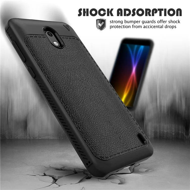IVSO Gentry Series Leather Coated TPU Business Phone Case for Nokia 2 - Black