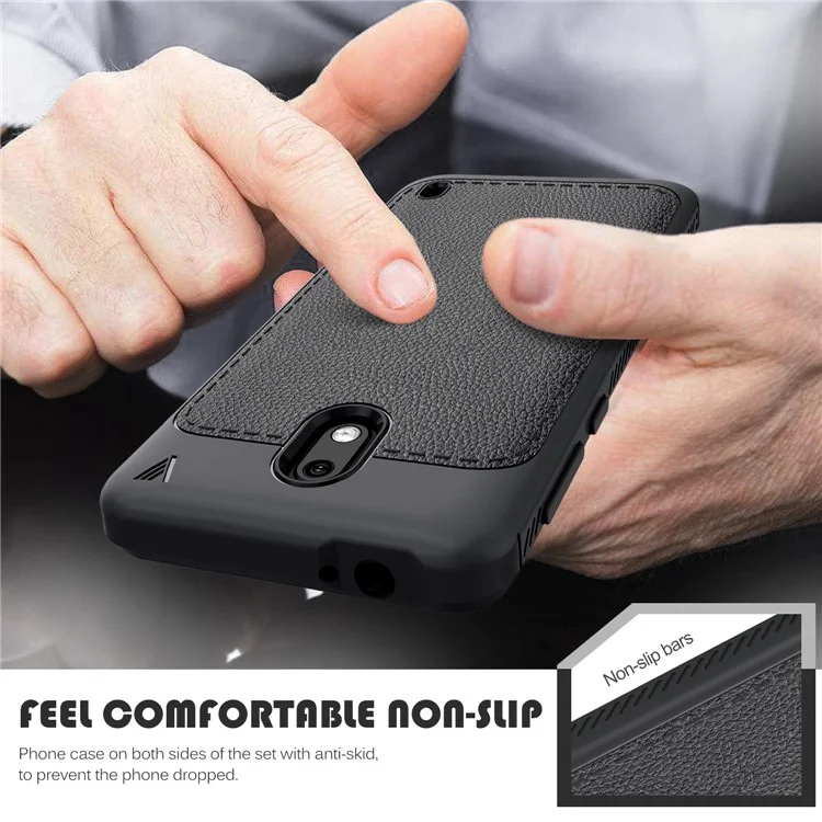 IVSO Gentry Series Leather Coated TPU Business Phone Case for Nokia 2 - Black