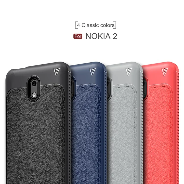 IVSO Gentry Series Leather Coated TPU Business Phone Case for Nokia 2 - Black