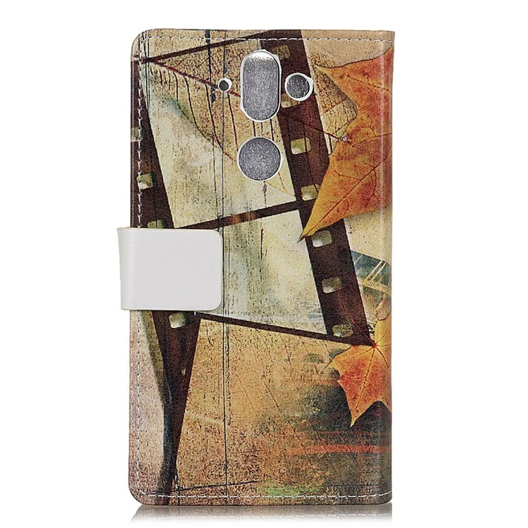 Wallet Leather Magnetic Case for Nokia 9 / 8 Sirocco - Maple Leaves and Eiffel Tower